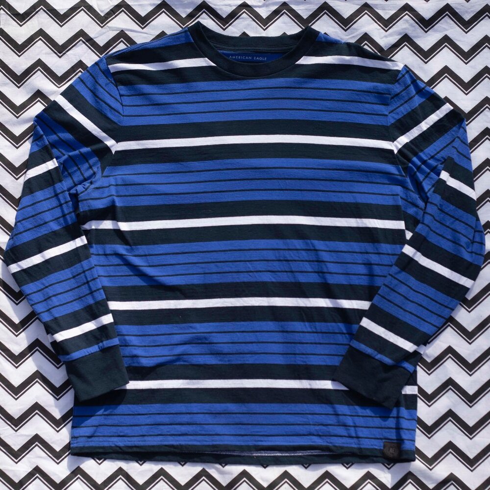 -XL- AMERICAN EAGLE Striped Longsleeve | Casual Mens Fashion | 100% Cotton